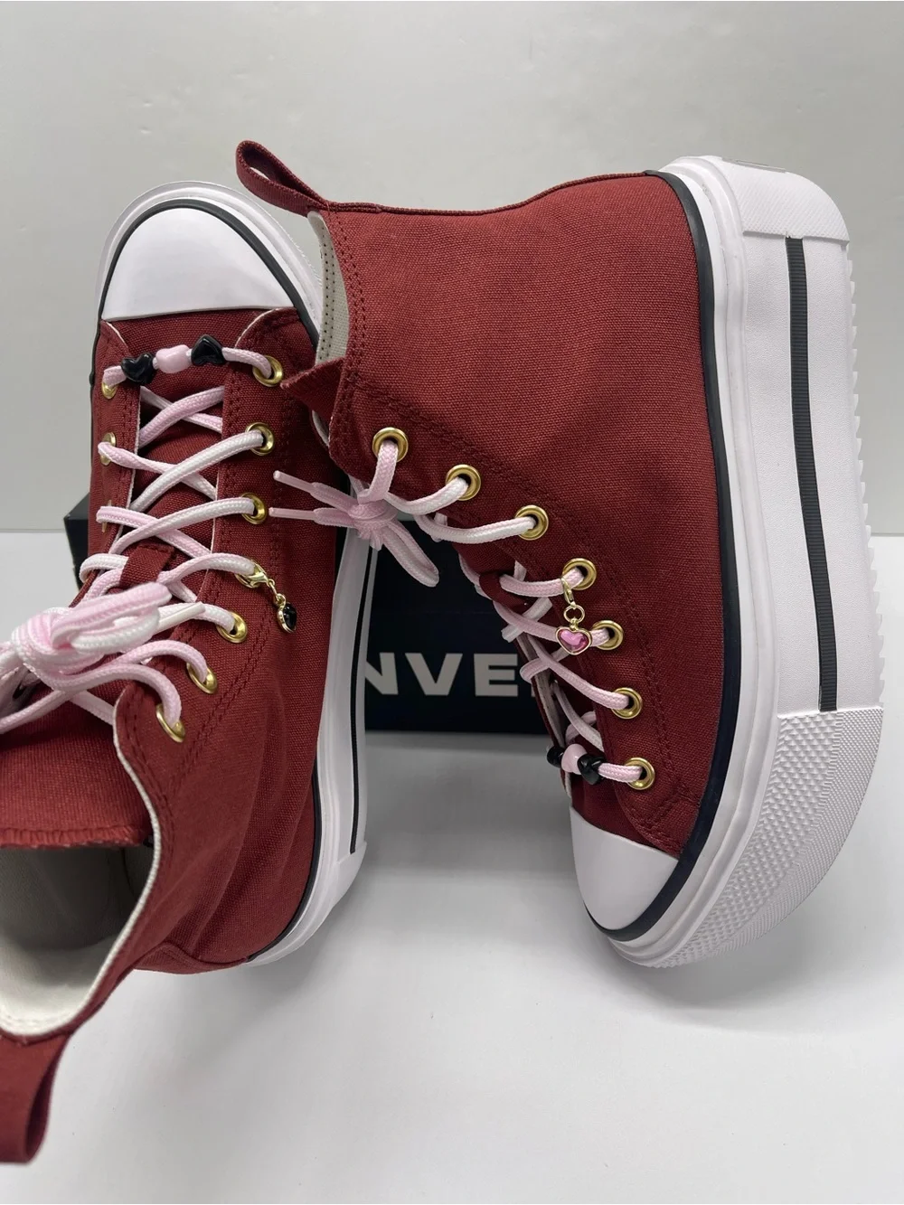 Converse CTAS LIFT DOUBLE STACK HI DEEP BORDEAU/SUGAR BERRY Platform Sneakers